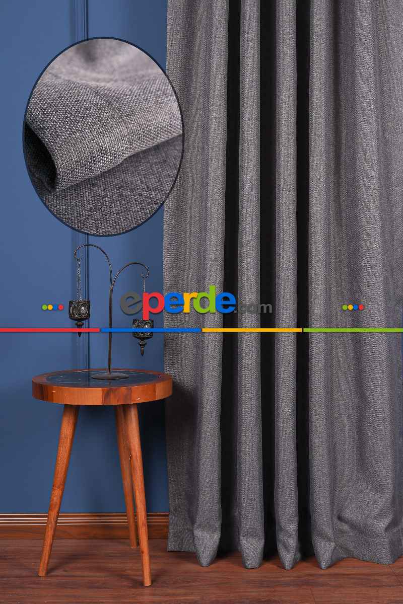 Gri Keten Blackout Karartma Fon Perde