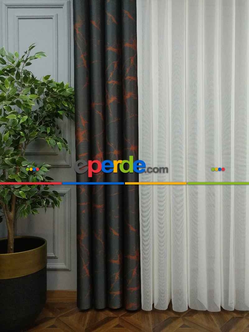 Yatak Odası - Lens Akıllı Dikey Tül Perde Mermer-23- Çok Renkli 2