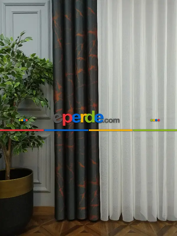 Lens Akıllı Dikey Tül Perde Mermer-23- Çok Renkli 2