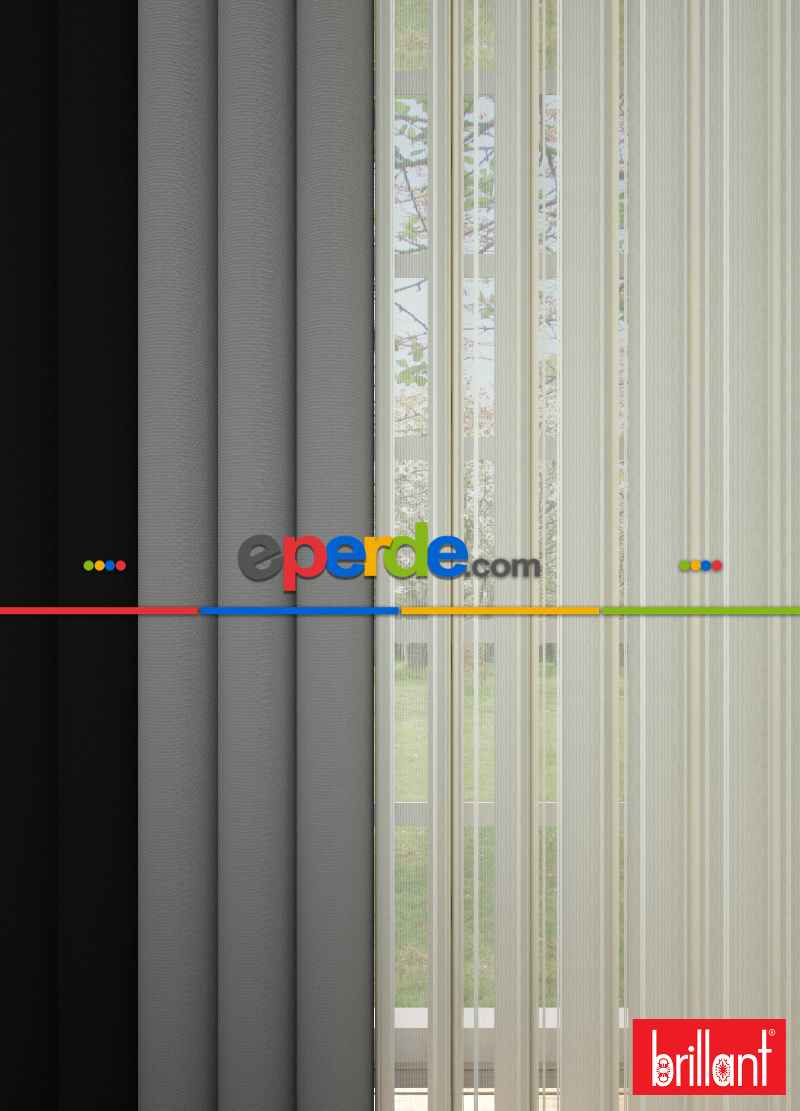 Brillant Akıllı Tül Siyah-sütlü Kahve Perde Tül Dikey Zebra Perde Düz 1. Kal