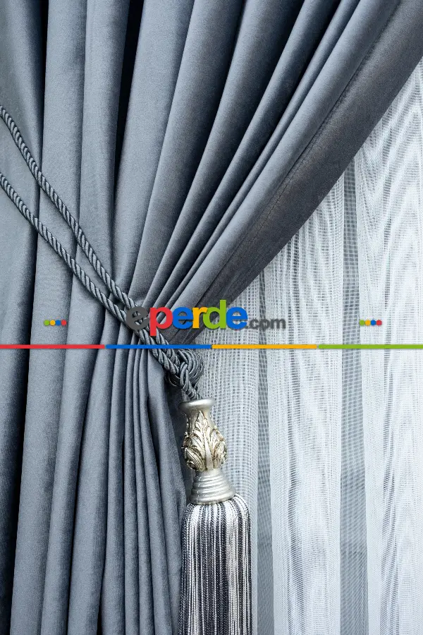 Salon Fon Perde - Orjinal Örme İpek Kadife (ithal)- Gri-Füme-Antrasit