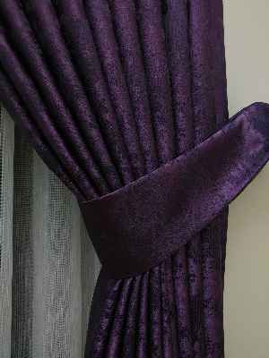 Patlıcan Moru Renk Jakar Desenli Fon Perde- Mor Patlıcan Moru