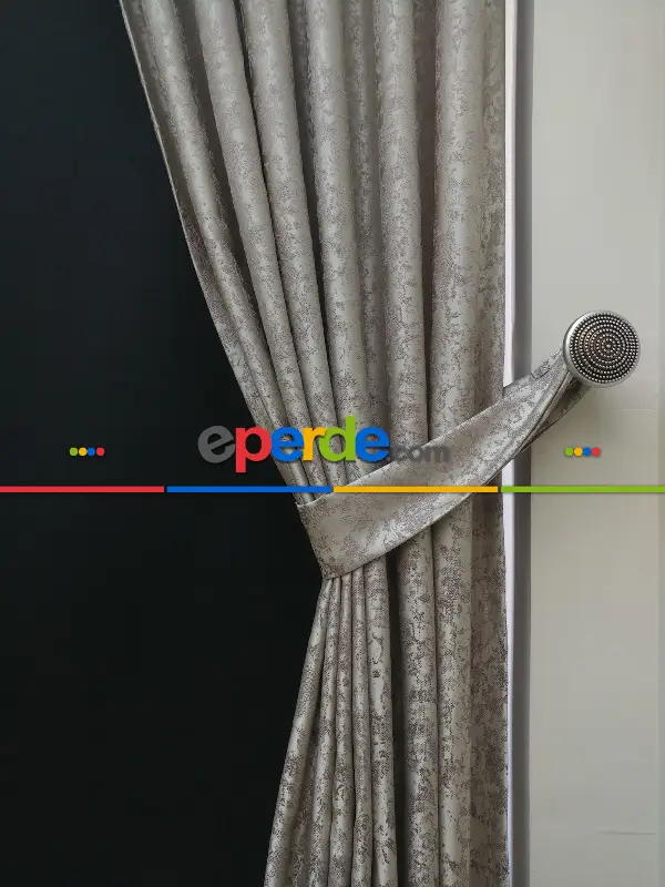 Gri Krem Desenli Jakar Fon Perde (180cm En)- Gri-füme-antrasit-krem Açık