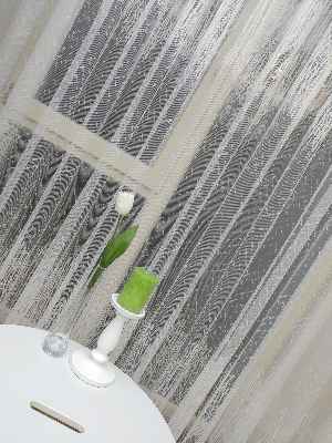 Mutfak Tül Perde Spor Desen - Ütü İstemez- Ekru