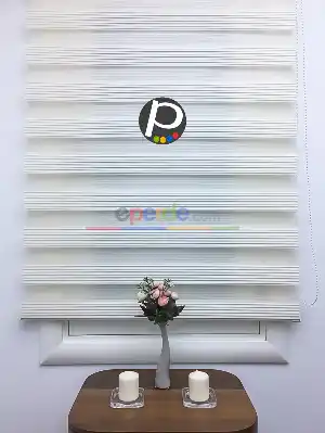 Plise Zebra Perde - Krem- Krem
