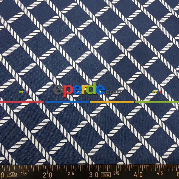 Bebek Odası - Marin Serisi Karo Desenli Fon Perde Evm1512-1 Kumaşı Kalındır Duck Bezi Değildir- Mavi Koyu