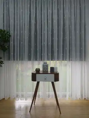 Serpme Damask Desenli ( Orjinal ) Kdk Salon Fransız Dantel Tül Perde & Kruvaze Model Dikiş Seçenekli - Ekru Renk - Ütü İstemeyen