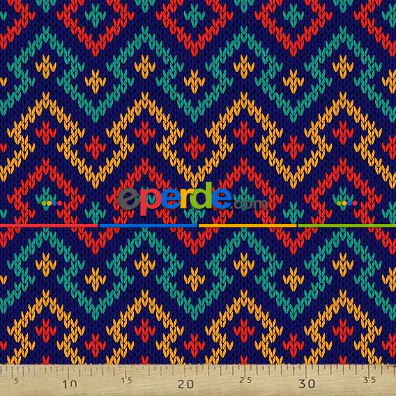 Örgü Desenli Fon Perde Evm616 Kumaşı Kalındır Duck Bezi Değildir- Lacivert-Mavi-Kırmızı-Sarı