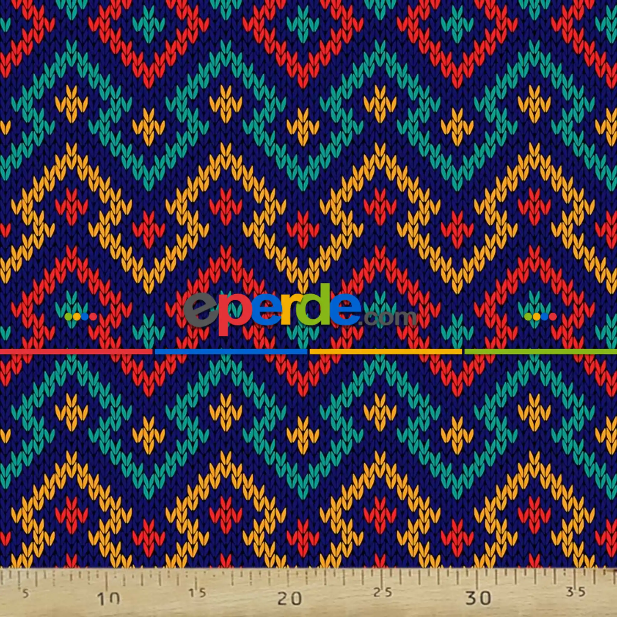 Örgü Desenli Fon Perde Evm616 Kumaşı Kalındır Duck Bezi Değildir- Lacivert-Mavi-Kırmızı-Sarı