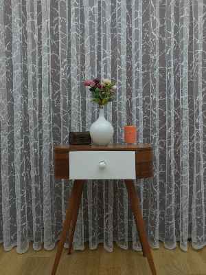 Spor Desen Fransız Dantel Tül Perde & Kruvaze Perde- Ekru