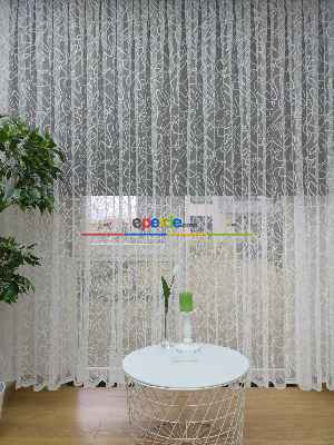 Fırsat Ürünü!! Hazır Ölçülü Spor Desen Fransız Dantel Modern Desenli Tül Perde