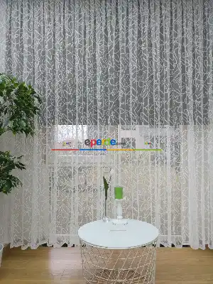 Fırsat Ürünü!! Hazır Ölçülü Spor Desen Fransız Dantel Modern Desenli Tül Perde