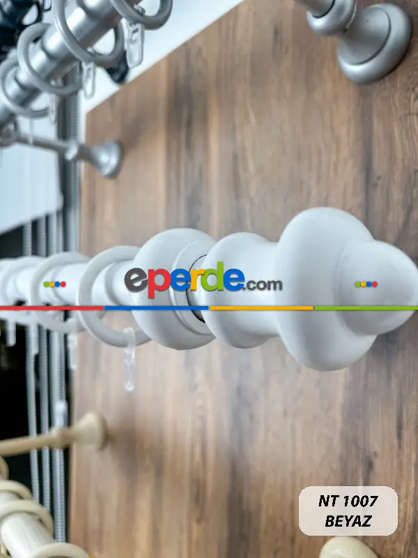 Beyaz Raylı Veya Raysız Plastik Halkalı Rustik Perde Askısı