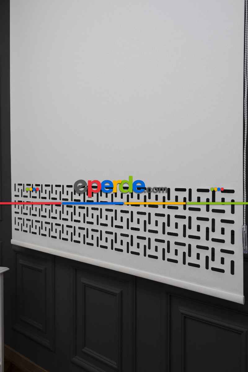 Ekru Renk Lazer Kesim Mat Stor Perde (ister Düz - İster Lazer Kesimli Satın Alın)