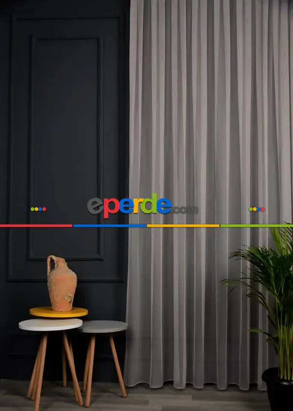 Mutfak Tül Modelleri - Grek Tül, Gri Renk, Yumuşak, Buruşmaz