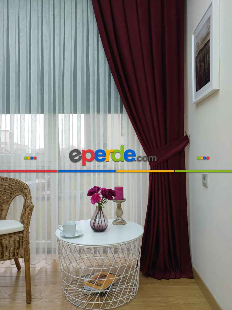 Soft Bordo Fon Perde Geniş En (285)- Bordo