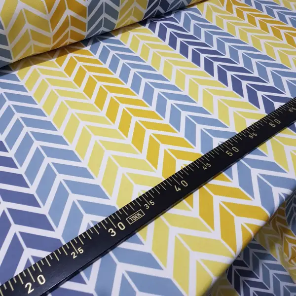 Renkli Geometrik Desenli Fon Perde Evm212d Kumaşı Kalındır Duck Bezi Değildir- Sarı-Mavi Açık-Hardal Sarısı- Çok Renkli 3