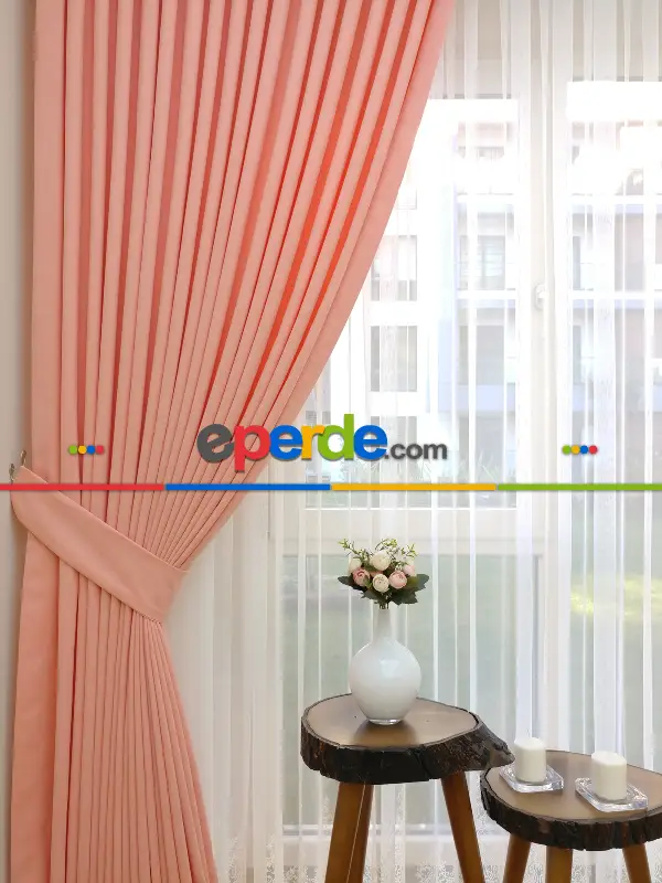 Salon Fon - Yavru Ağzı- Düz Fon Perde (  Dökümlü Fon Perde)- Yavru Ağzı