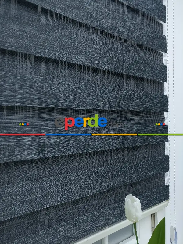 Salon Zebra Perde -Indirimli !!! Füme Gri Bambu Zebra Perde Ozel Fiyat- Gri-Füme-Antrasit