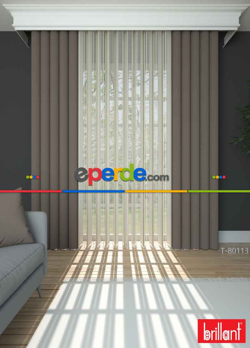 Brillant Akıllı Tül Perde Bronz Kahverengi Renkli Tül Dikey Zebra Perde Düz 1. Kalite