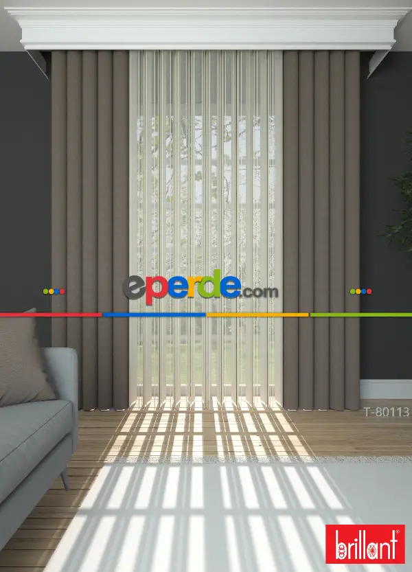 Brillant Akıllı Tül Perde Bronz Kahverengi Renkli Tül Dikey Zebra Perde Düz 1. Kalite