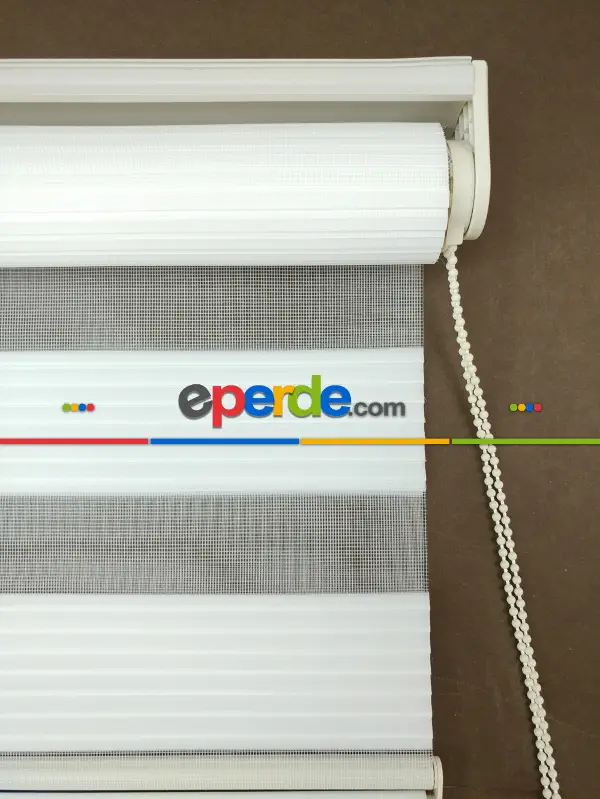 Yatak Odası - Zebra Perde - Dar Pileli Zebra Perde- Ekru