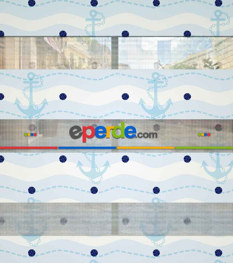 Çocuk Odası Zebra Perde - Çapa Baskılı Zebra Perde- Lacivert-Mavi-Beyaz