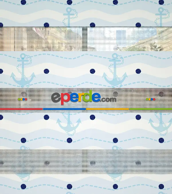 Bebek Odası Zebra Perde - Çapa Baskılı Zebra Perde- Lacivert-Mavi-Beyaz