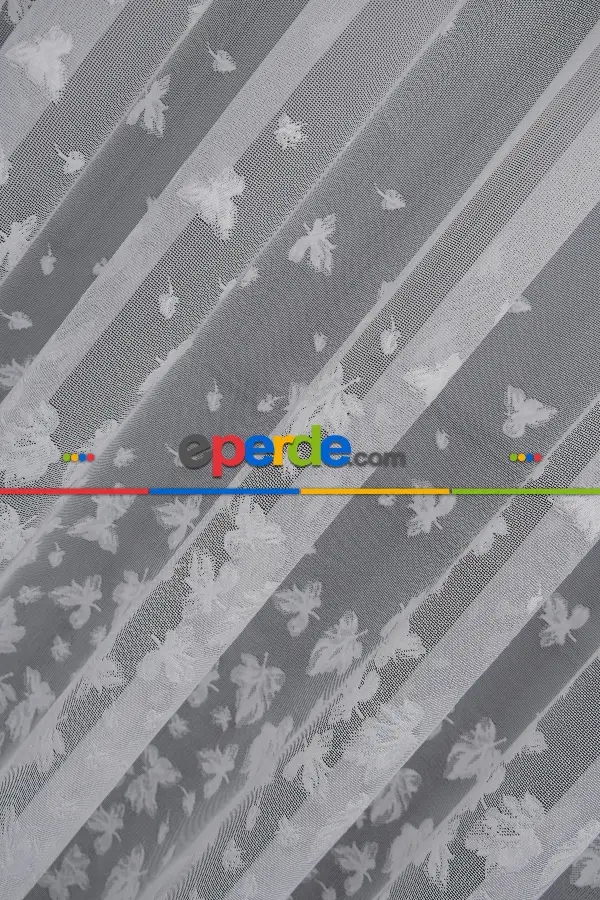 Mutfak Etek Ucu Yaprak Desen Ütü İstemez Kırışmaz Tül