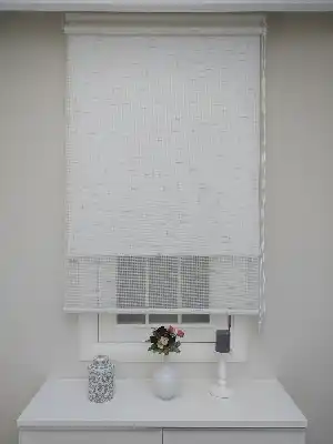 Keten Tül Stor Wicker - Çiftli Sistem Tül Stor Perde (wicker) Prag 01- Krem-krem Açık