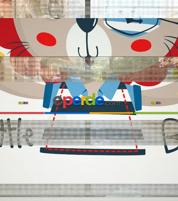 Aslan Desenli Özel Baskılı Zebra Perde- Çok Renkli