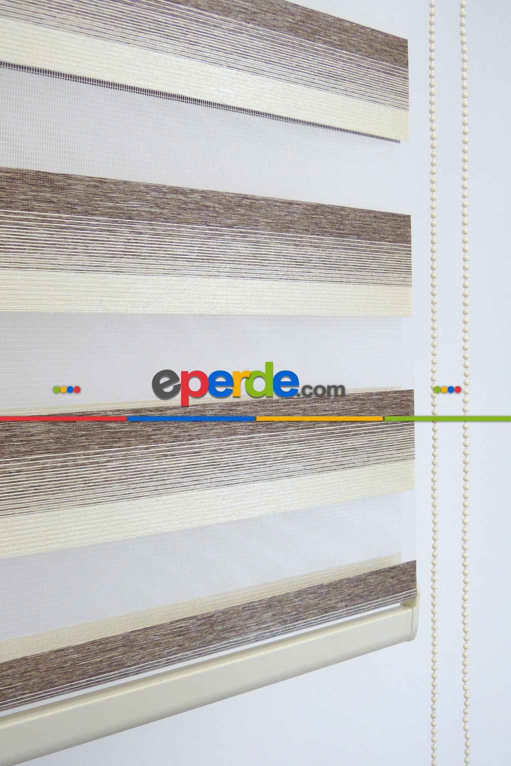 Krem-kahve Bambu Zebra Perde- Kahverengi-krem