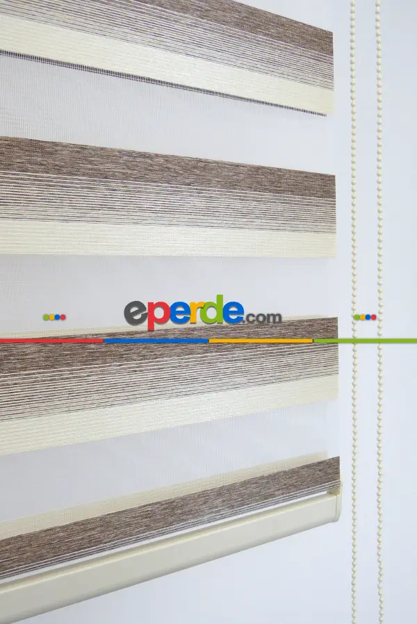 Krem-kahve Bambu Zebra Perde- Kahverengi-krem