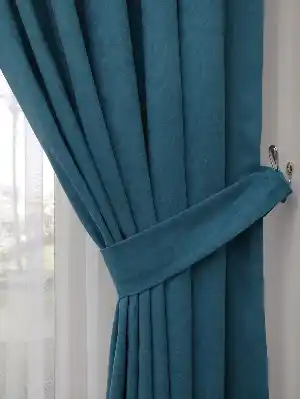 Cam Göbeği Turkuaz Mavi Düz Fon Perde 180cm En- Turkuaz
