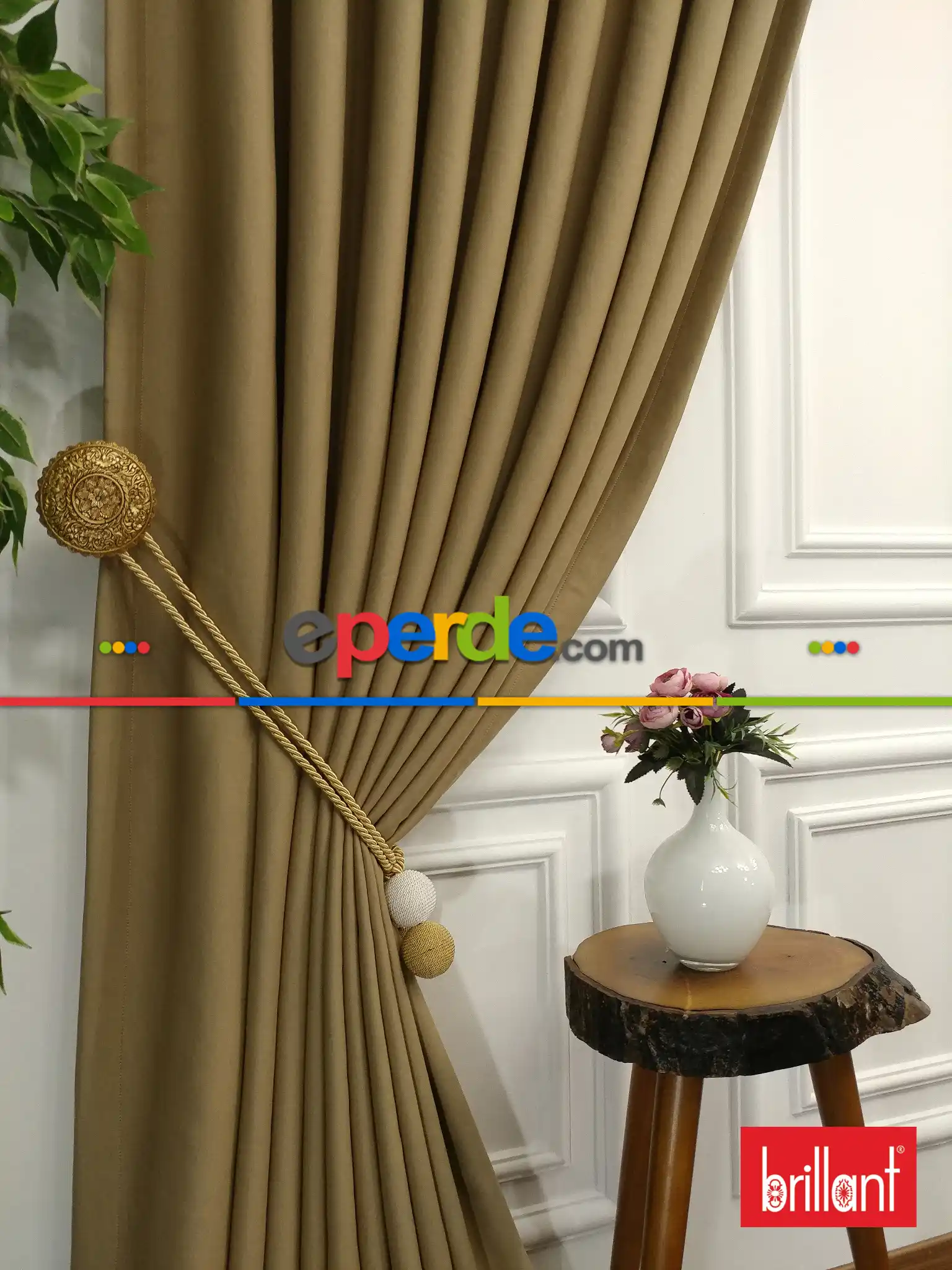 Yatak Odası - Brillant Karartma Blackout Hardal Bej Renk Fon Perde- Bej-açık Vizon-hardal