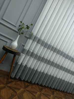 2021 Sezonu - Düz Tül - Keten Gri Bantlı Tül - Ütü İstemez- Gri-füme-antrasit-ekru