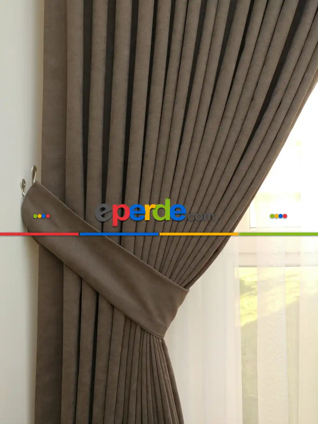Kahverengi - Düz Fon Perde ( En 150cm Dökümlü Fon Perde)- Sütlü Kahve