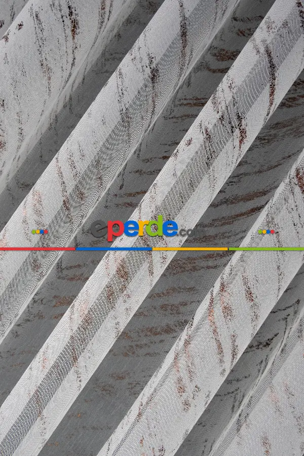 Salon Tül - Modern Bronz Varaklı Keten Tül Perde Yüksek Kalite