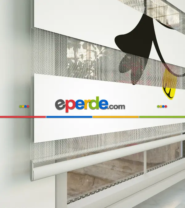 Sevimli Penguen Desenli Özel Baskılı Zebra Perde- Çok Renkli