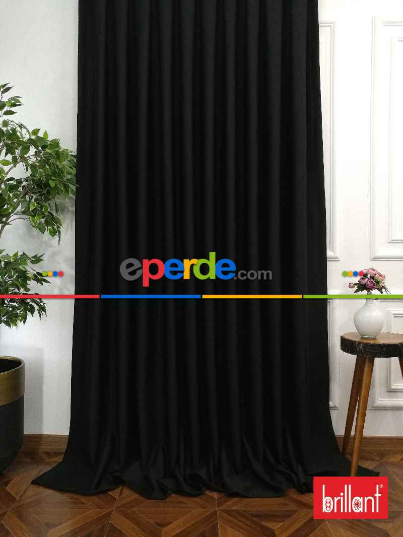Brillant Karartma Blackout %100 Siyah Renk Fon Perde- Siyah