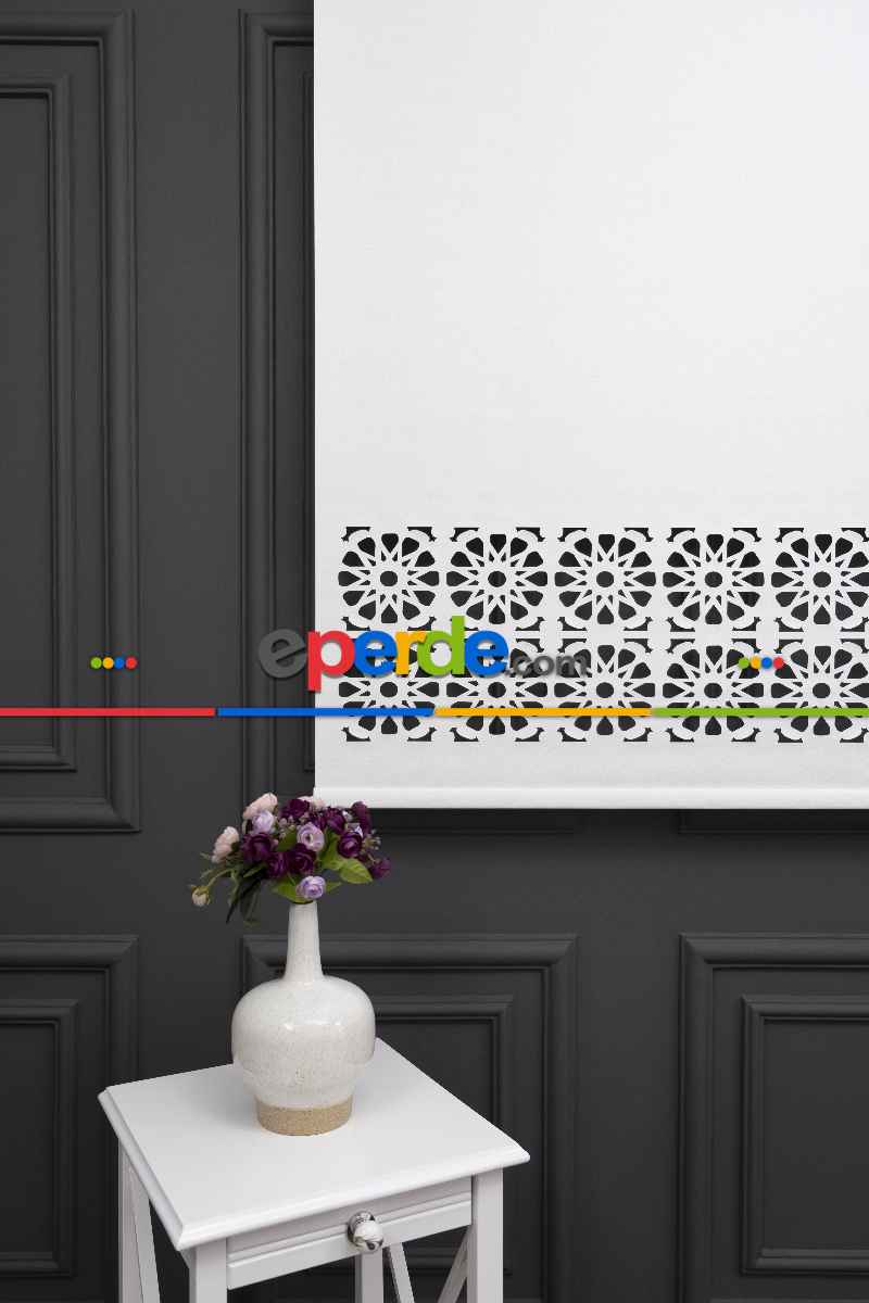 Ekru Renk Lazer Kesim Mat Stor Perde (ister Düz - İster Lazer Kesimli Satın Alın)