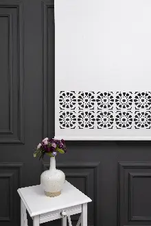 Ekru Renk Lazer Kesim Mat Stor Perde (ister Düz - İster Lazer Kesimli Satın Alın)