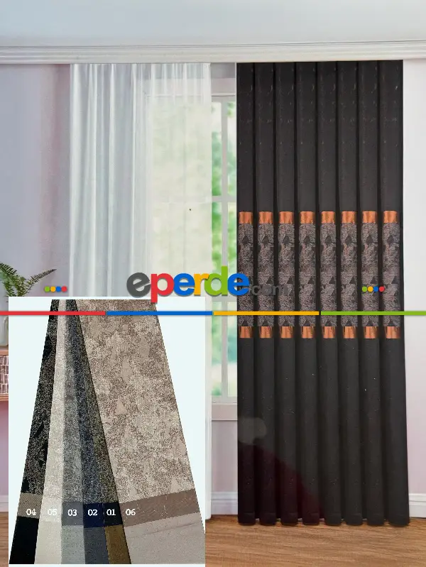 Yatak Odası - 6 Farklı Renk Orta Pano Desenli Jakar Dokuma Fon Perde, Premium Kalite Seri 100cm X 1cm 