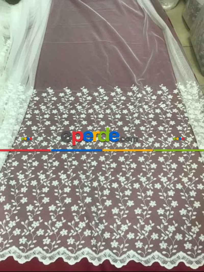 Salon Tül - Etek İşlemeli Grek Tül