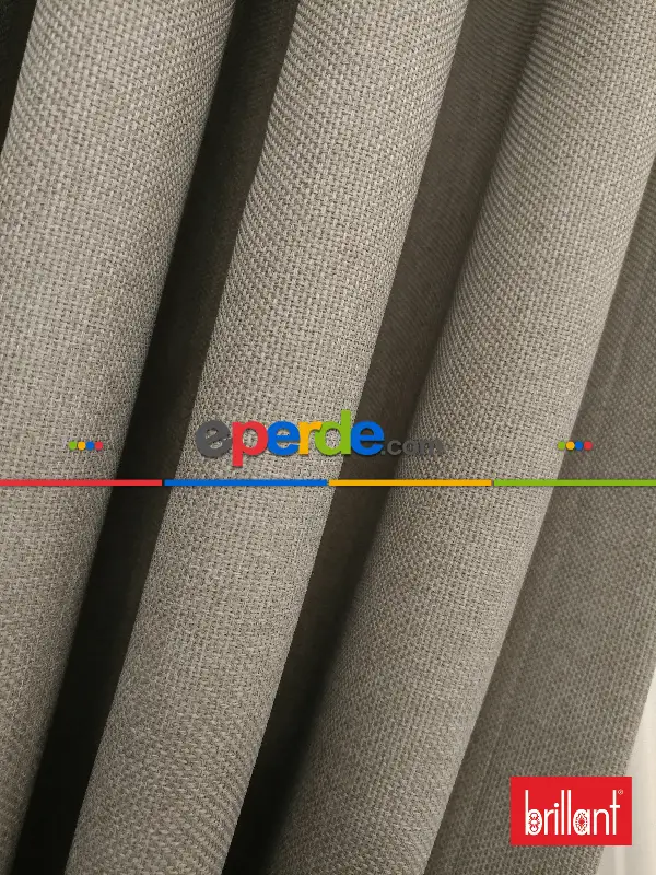 Brillant Keten Açık Gri Renk Düz Fon Perde 180cm- Açık Gri