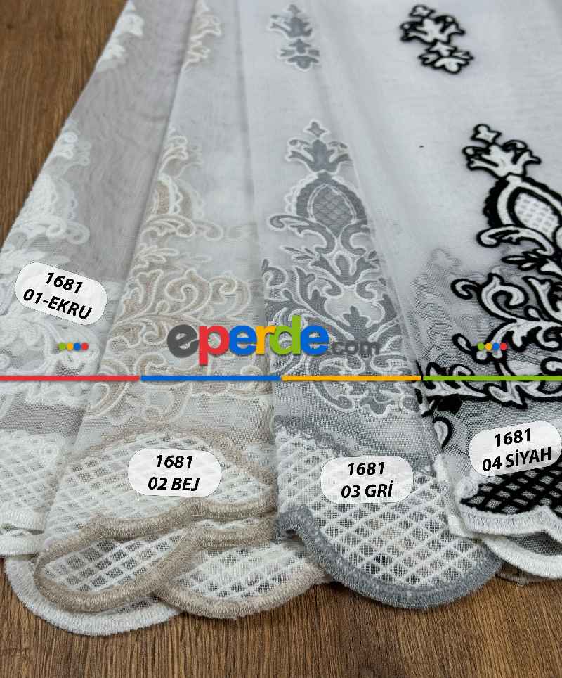 Oturma Odası - Damask Desen Nakışlı Tül Perde - Özel Dokuma Ağır Gramajlı Premium