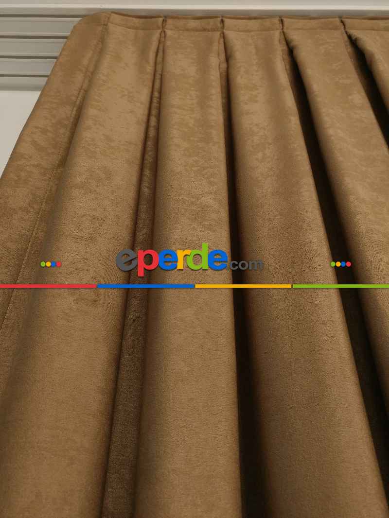 Yatak Odası - Soft Fon Perde Kakao Dökümlü En - Kahve Açık