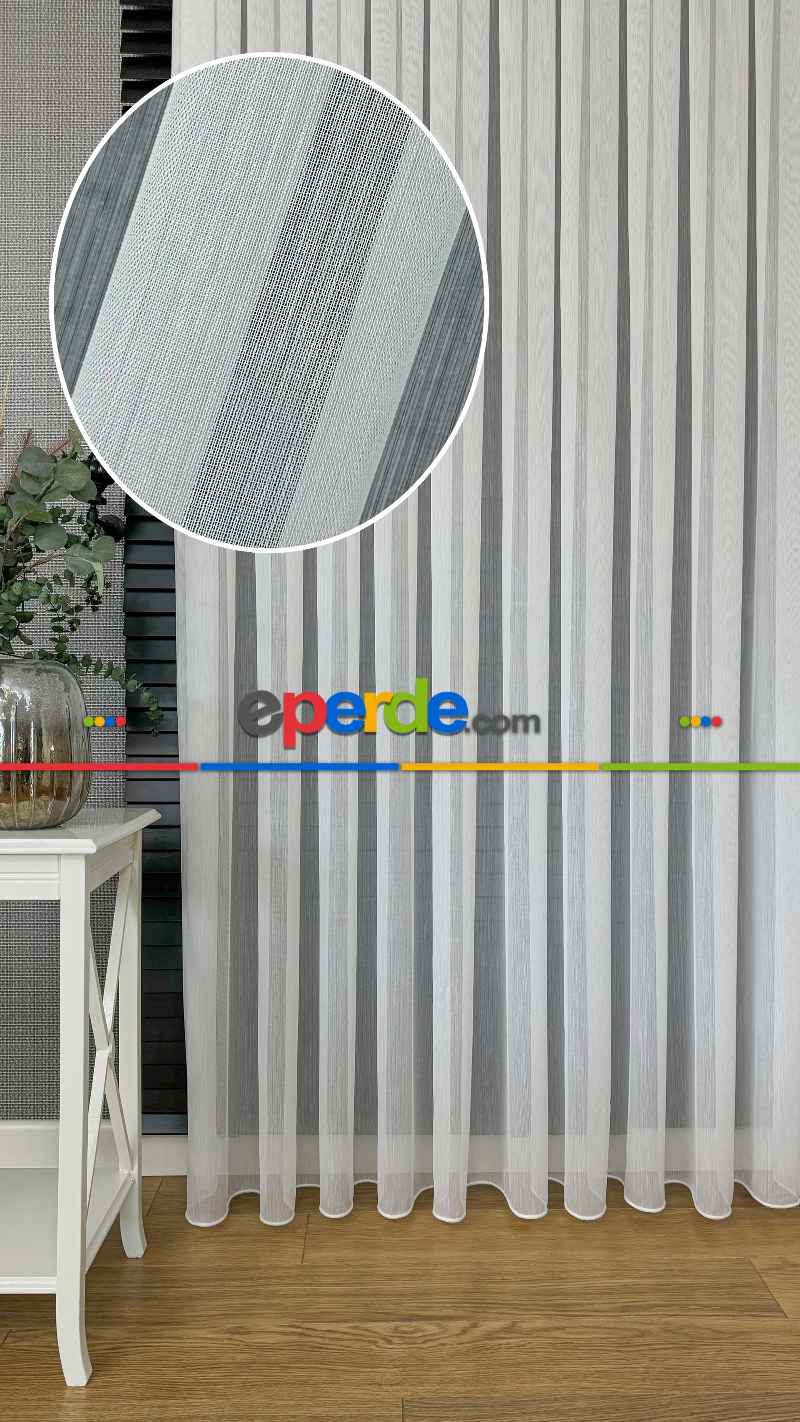 Ekru Armür Düz Tül Perde - Ağır Gramajlı Premium