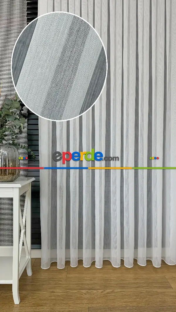 Oturma Odası - Beyaz Keten Düz Tül Perde - Ağır Gramajlı Premium