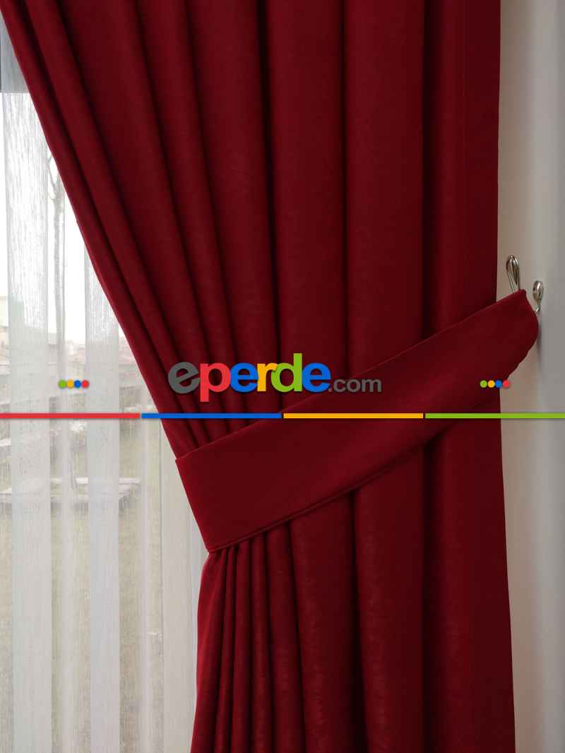 Soft Kırmızı Fon Perde Geniş En (285)- Kırmızı